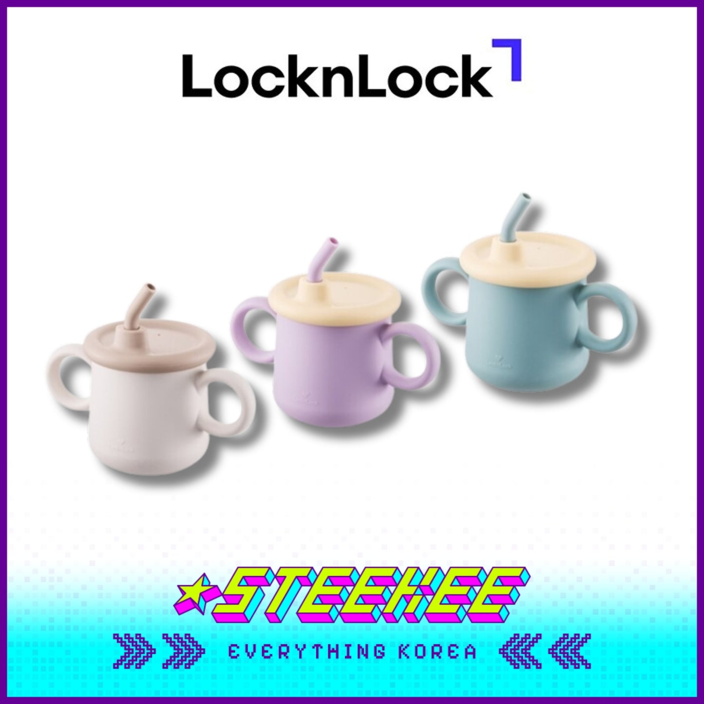 LocknLock Little Luv Silicone Spout Straw Cup 200ml LBB015 by Steekee Korea 4539