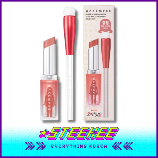 WAKEMAKE X Netflix Squid Game Sheer Blurring Matte Lip Stick with Multi-smudging Brush by Steekee Korea 2446