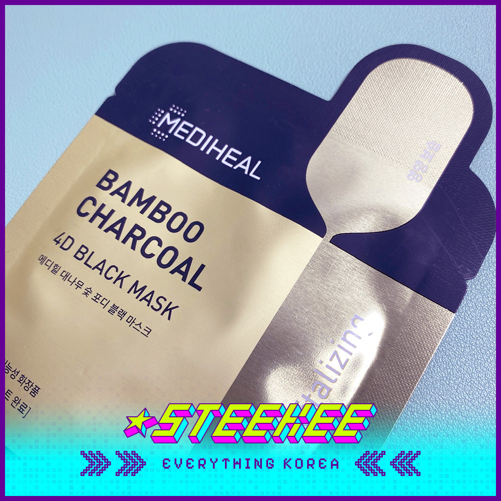 MEDIHEAL Bamboo Charcoal 4D Black Mask 1 Sheet by Steekee Korea 2479