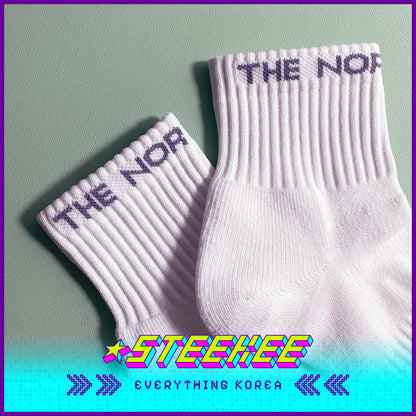 TNF Quick Dry Logo Ankle Socks White Unisex by Steekee Korea 2486