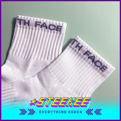 TNF Quick Dry Logo Ankle Socks White Unisex by Steekee Korea 2486