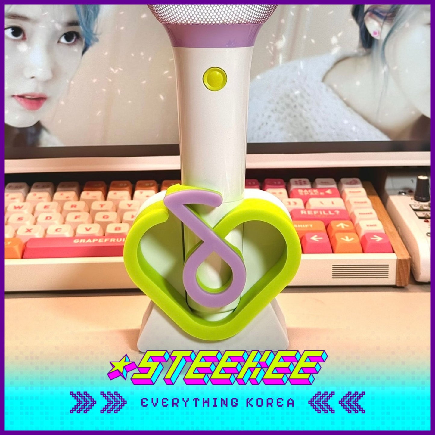 IU I-KE Ver3 Fan-made Light Stick Stand with Uaena Sign Logo by Steekee Korea 2708