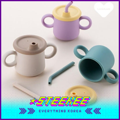 LocknLock Little Luv Silicone Straw Cup Set 200ml LBB015S by Steekee Korea 4541