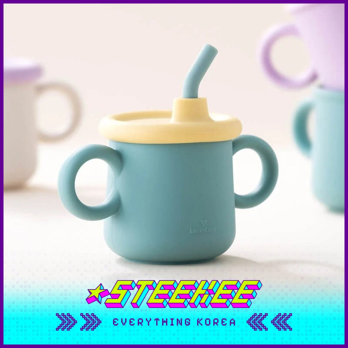 LocknLock Little Luv Silicone Spout Straw Cup 200ml LBB015 by Steekee Korea 4539