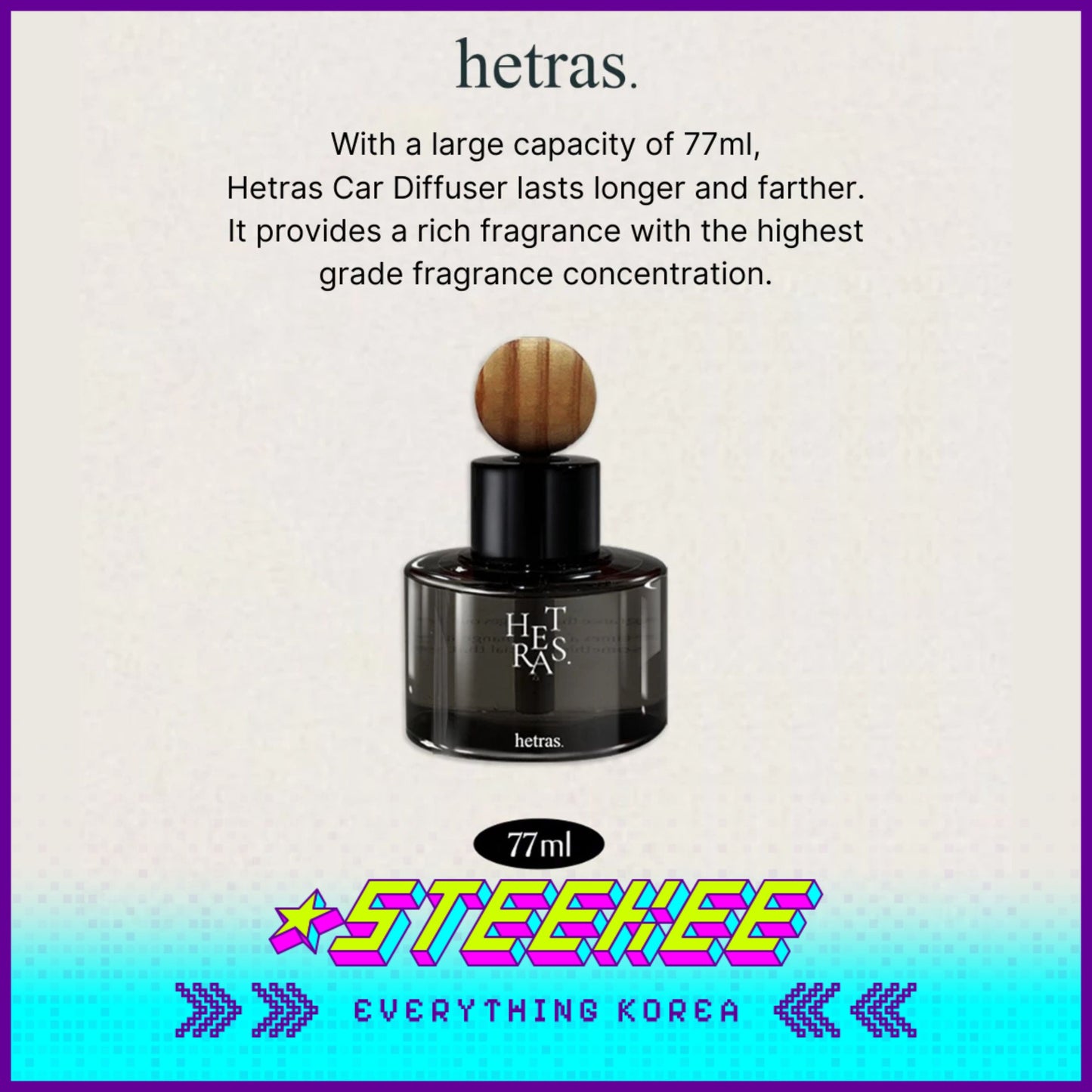 Hetras Premium Car Diffuser Perfume Gift Set of 2 77ml by Steekee Korea 2468