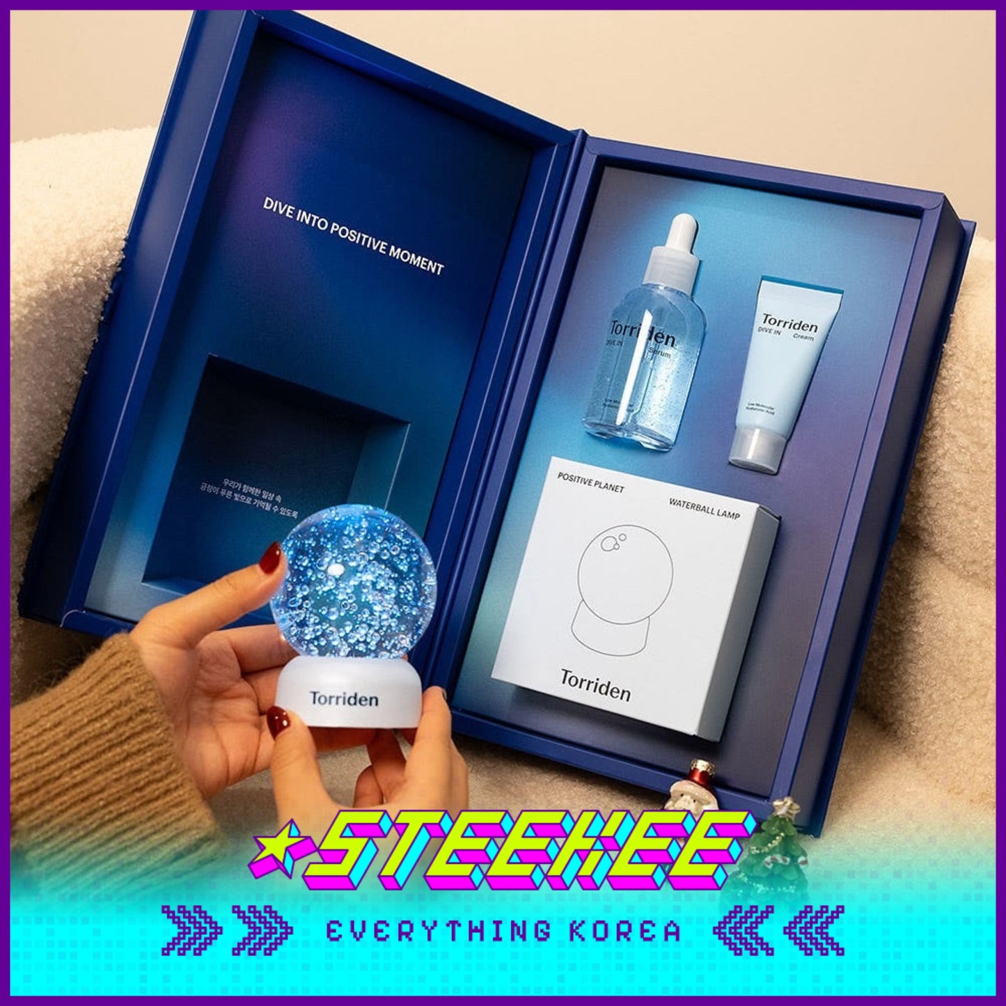 Torriden Dive-In Hydration Holiday Gift Set Box with Water Ball Mood Light by Steekee Korea 2435