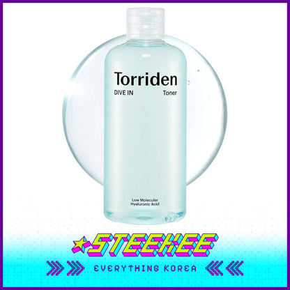 Torriden Dive-In Low Molecular Hyaluronic Acid Hydrating Toner Set 300ml with Travel Size 100ml by Steekee Korea 2427