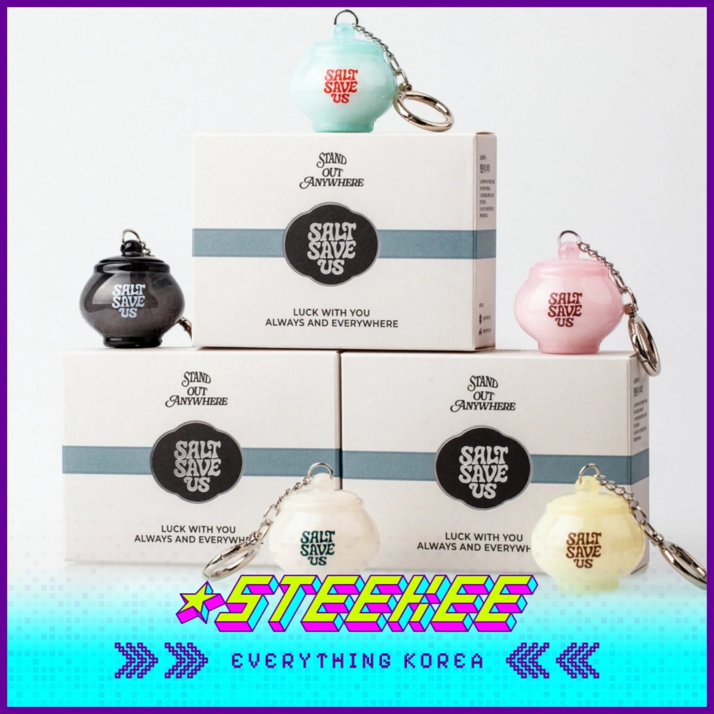 Tent Seoul SALT SAVE US Five Elements Salt Keyring by Steekee Korea 502