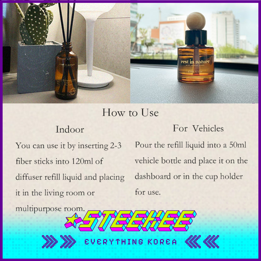 Rest in Nature Car and Indoor Aromatherapy Diffuser Set 120ml by Steekee Korea 4033