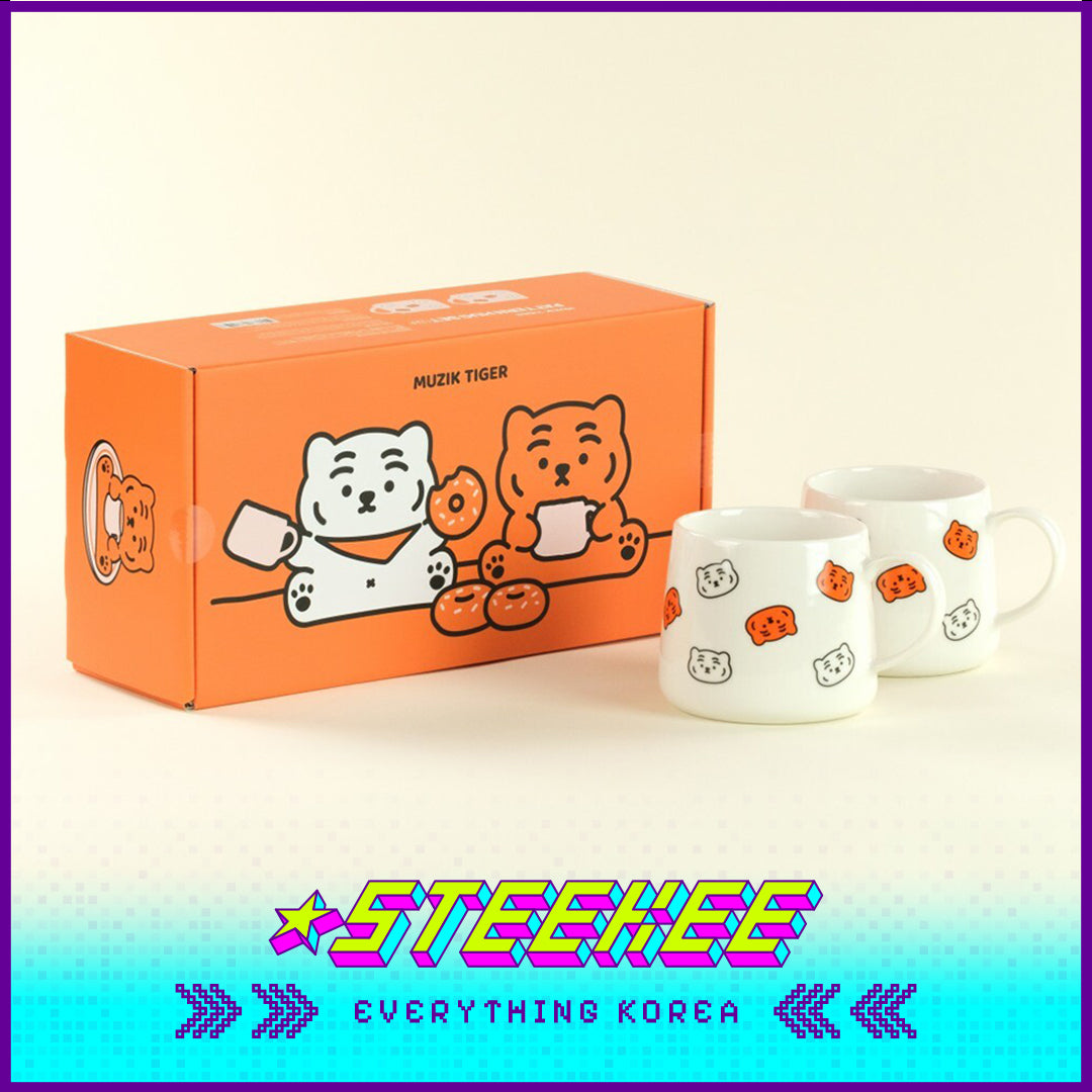 MUZIK TIGER Ceramic Pattern Tiger Mug Souvenir Couple Present Gift Set of 2 by Steekee Korea 4067