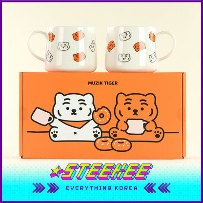 MUZIK TIGER Ceramic Pattern Tiger Mug Souvenir Couple Present Gift Set of 2 by Steekee Korea 4067