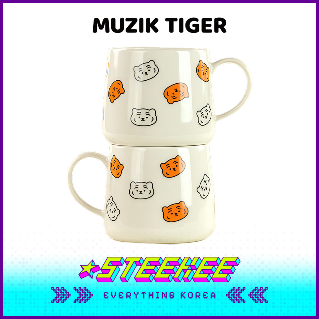MUZIK TIGER Ceramic Pattern Tiger Mug Souvenir Couple Present Gift Set of 2 by Steekee Korea 4067
