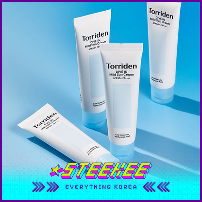 Torriden DIVE IN Mild Sun Cream SPF 50+ PA++++ Moisturizing Hyaluronic Acid Sunscreen 60ml by Steekee Korea 4079