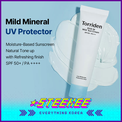 Torriden DIVE IN Mild Sun Cream SPF 50+ PA++++ Moisturizing Hyaluronic Acid Sunscreen 60ml by Steekee Korea 4079