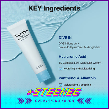 Torriden DIVE IN Mild Sun Cream SPF 50+ PA++++ Moisturizing Hyaluronic Acid Sunscreen 60ml by Steekee Korea 4079