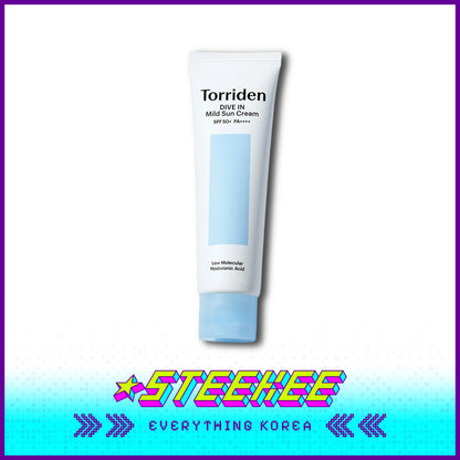 Torriden DIVE IN Mild Sun Cream SPF 50+ PA++++ Moisturizing Hyaluronic Acid Sunscreen 60ml by Steekee Korea 4079
