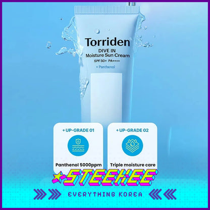 Torriden DIVE IN Soothing Moisture Sun Cream Panthenol Sunscreen SPF 50+ PA++++ 60ml by Steekee Korea 4084