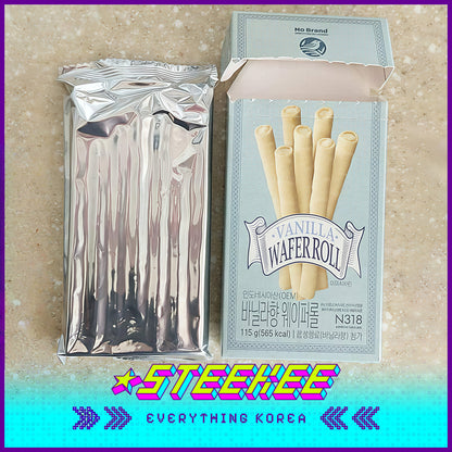 No Brand Vanilla Flavor Wafer Roll Snack 115g by Steekee Korea 4115