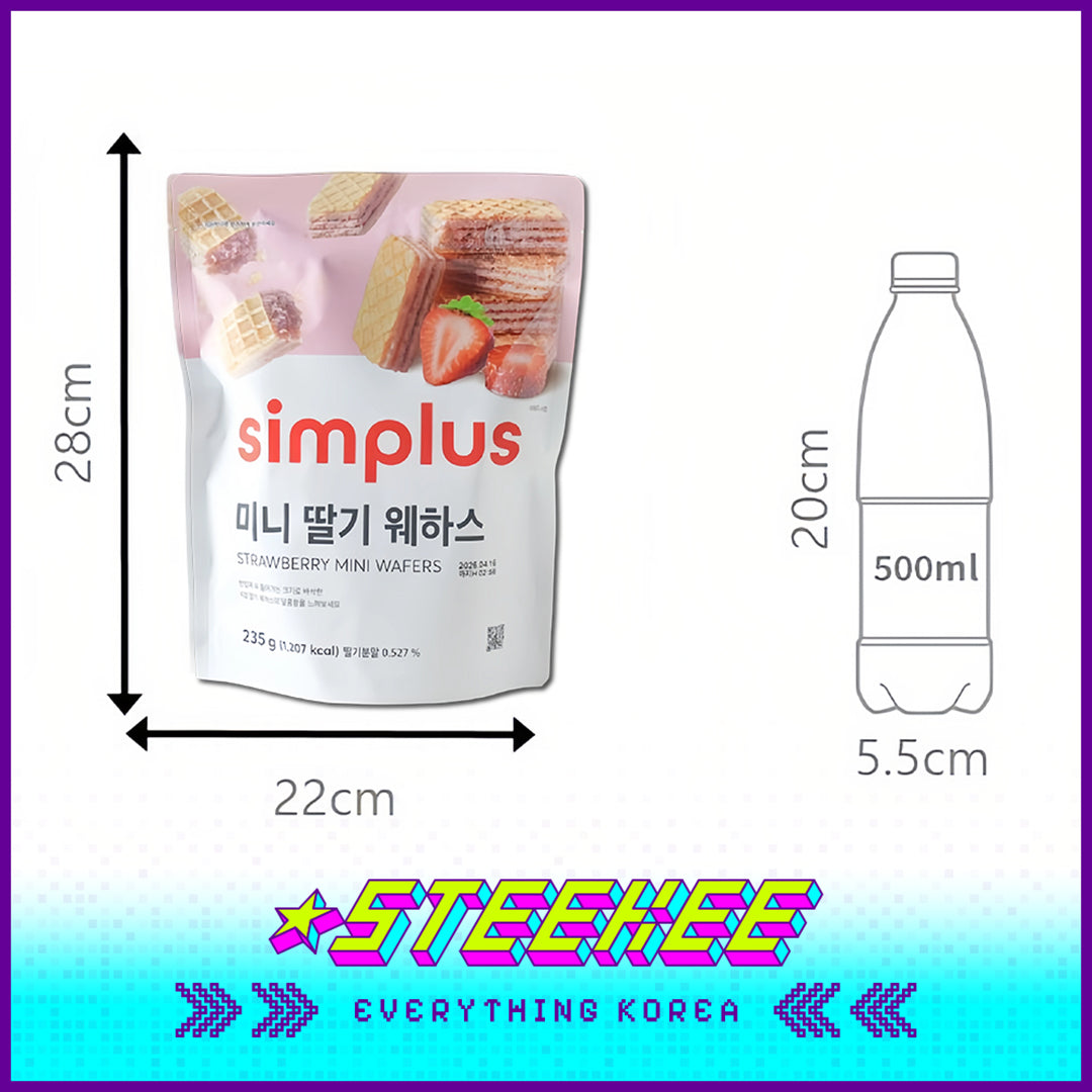 Simplus Strawberry Mini Wafer Snack 235g by Steekee Korea 4195