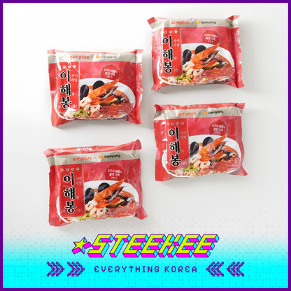 Simplus × Samyang Seafood Ramen Instant Noodles 456g Set of 4 by Steekee Korea 4203