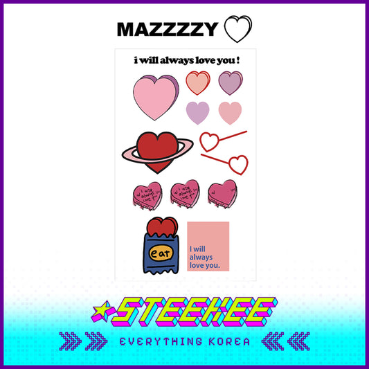 MAZZZZY Always Heart-Shaped Sticker Pack Decorative Stationary Set by Steekee Korea 4215