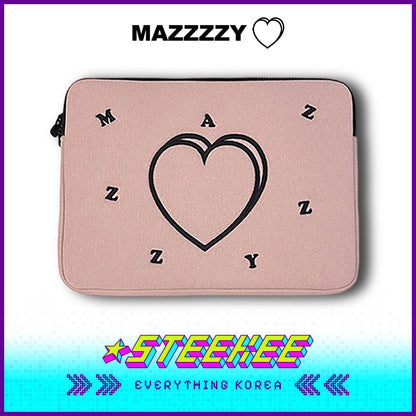 MAZZZZY Signature Heart-shaped Thickened Pink Computer Bag Laptop Ipad Pouch by Steekee Korea 4217