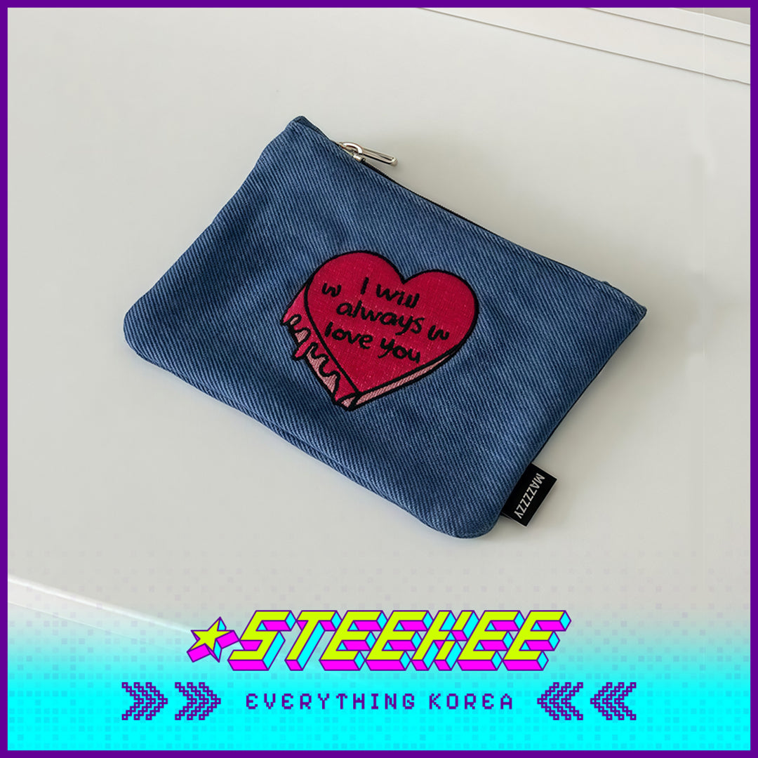MAZZZZY Heart-shaped Cake Denim Blue Multifunctional Storage Bag Pouch Organiser by Steekee Korea 4219