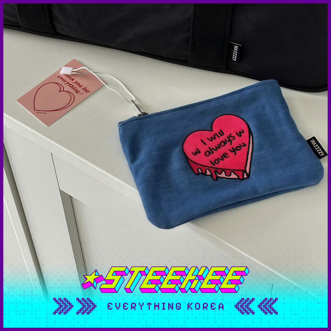 MAZZZZY Heart-shaped Cake Denim Blue Multifunctional Storage Bag Pouch Organiser by Steekee Korea 4219