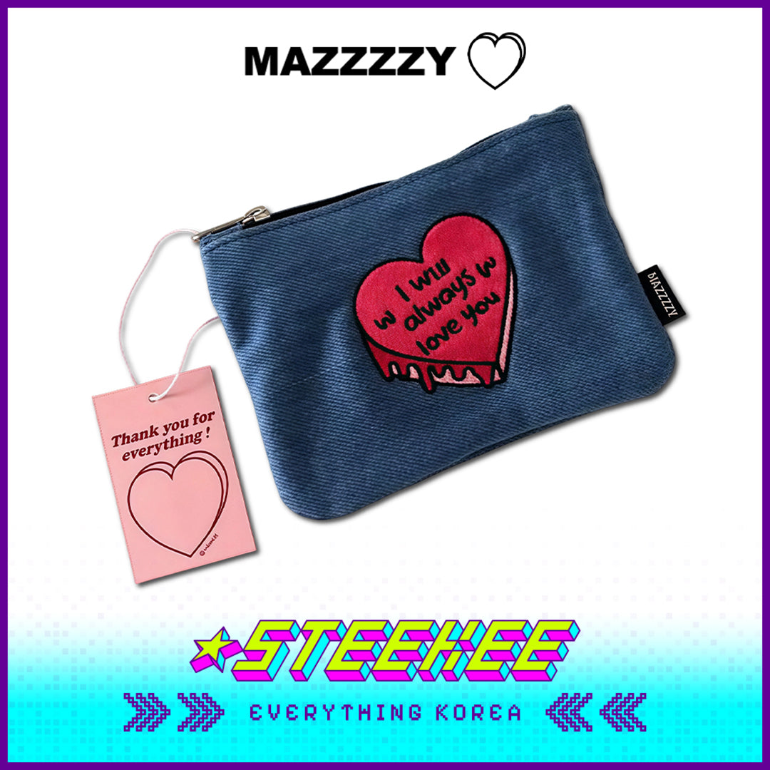 MAZZZZY Heart-shaped Cake Denim Blue Multifunctional Storage Bag Pouch Organiser by Steekee Korea 4219