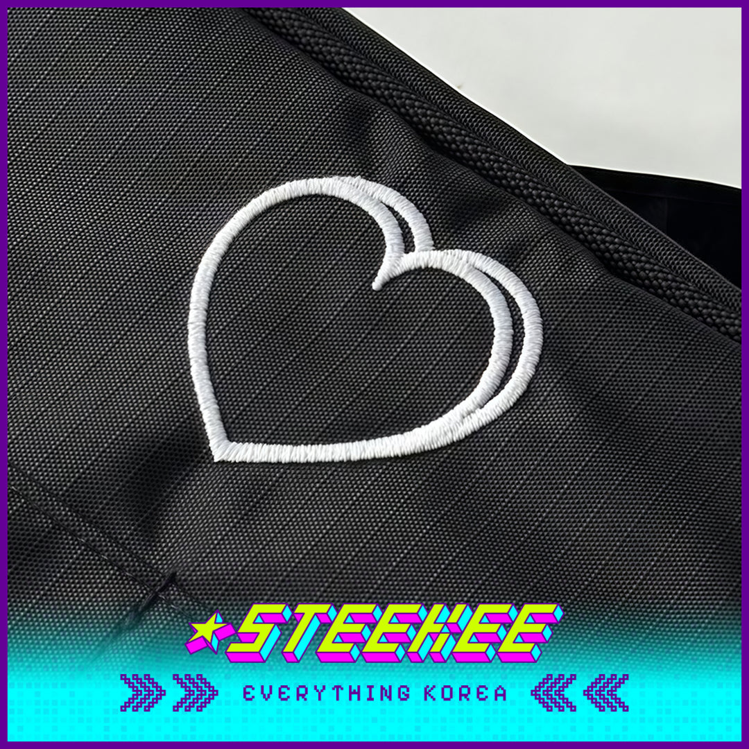 MAZZZZY Signature Heart Embroidered Nylon Shoulder Bag Handbag Duffel Bag by Steekee Korea 4220