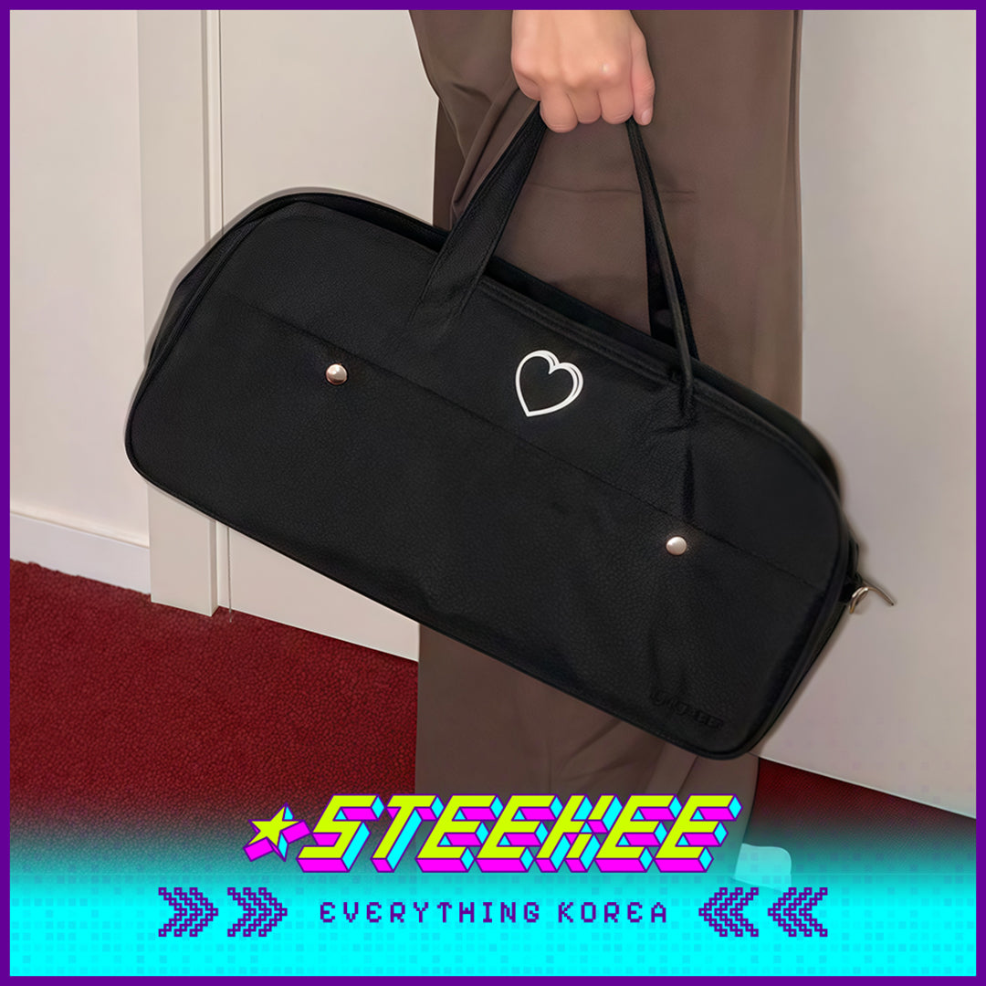 MAZZZZY Signature Heart Embroidered Nylon Shoulder Bag Handbag Duffel Bag by Steekee Korea 4220