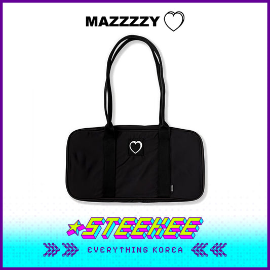 MAZZZZY Signature Heart Embroidered Nylon Boston Bag Black by Steekee Korea 4222