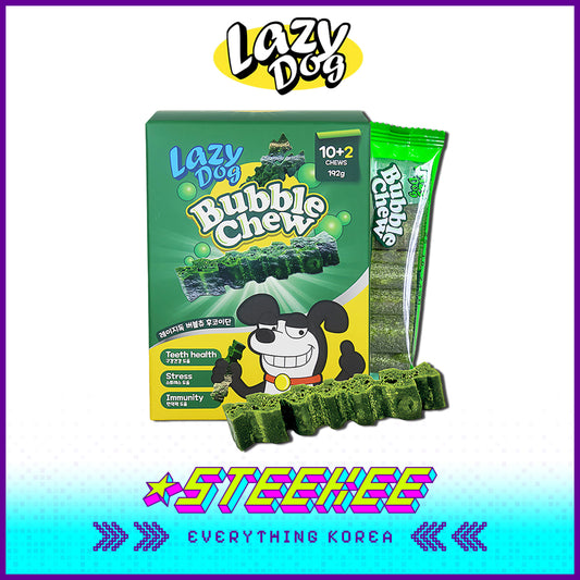 LazyDog Bubble Chew Stress Relief Oral Teeth Cleaning Fresh Breath Snack 192g Set of 12 by Steekee Korea 4241