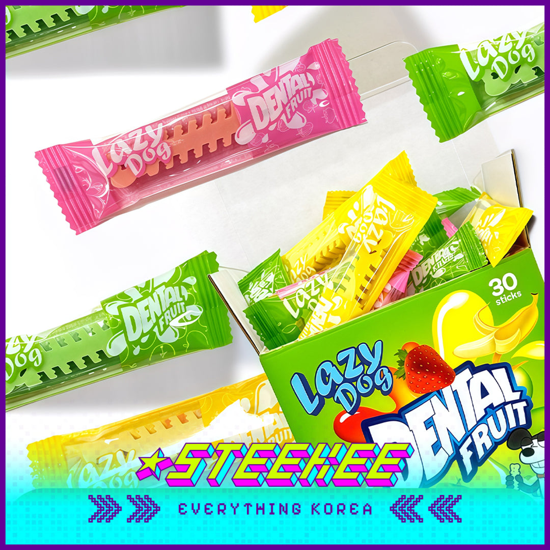 LazyDog Dental Fruit Oral Teeth Cleaning Comfort Fun Chew Stick Pet Snack 210g Set of 30 by Steekee Korea 4243