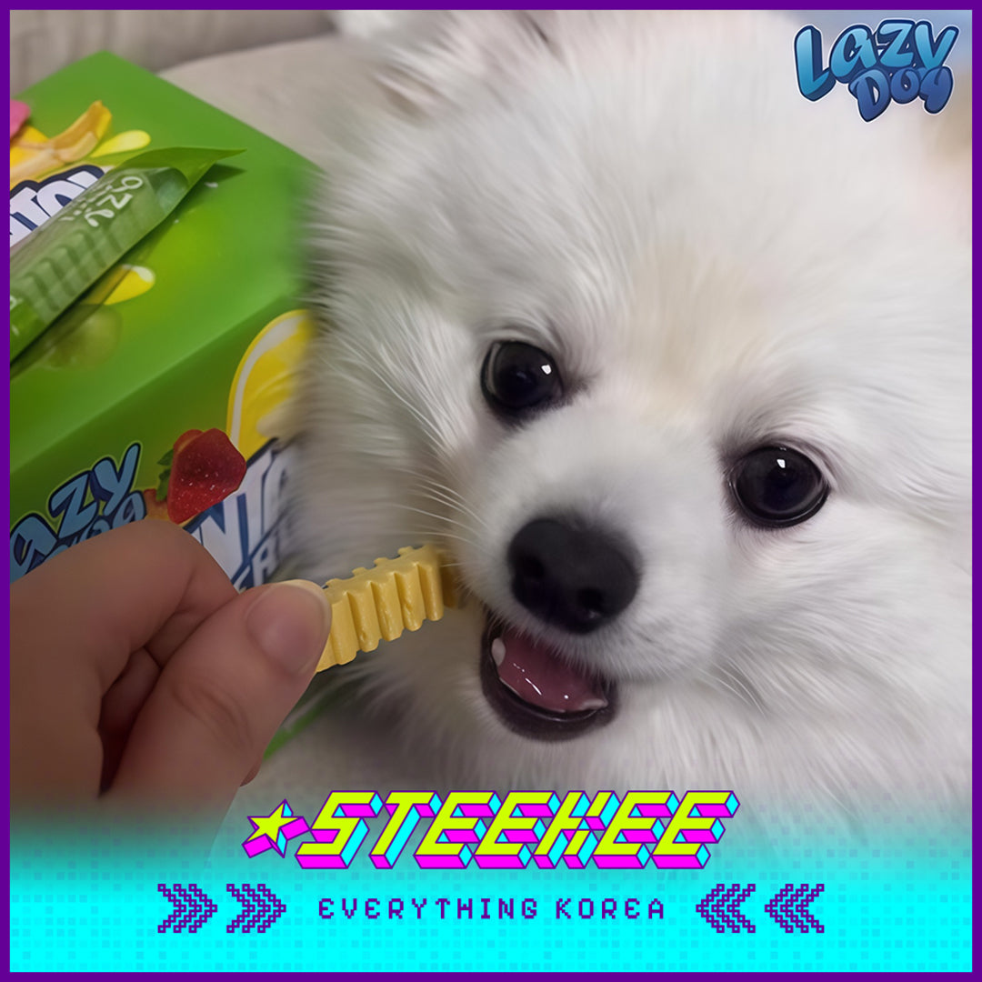 LazyDog Dental Fruit Oral Teeth Cleaning Comfort Fun Chew Stick Pet Snack 210g Set of 30 by Steekee Korea 4243