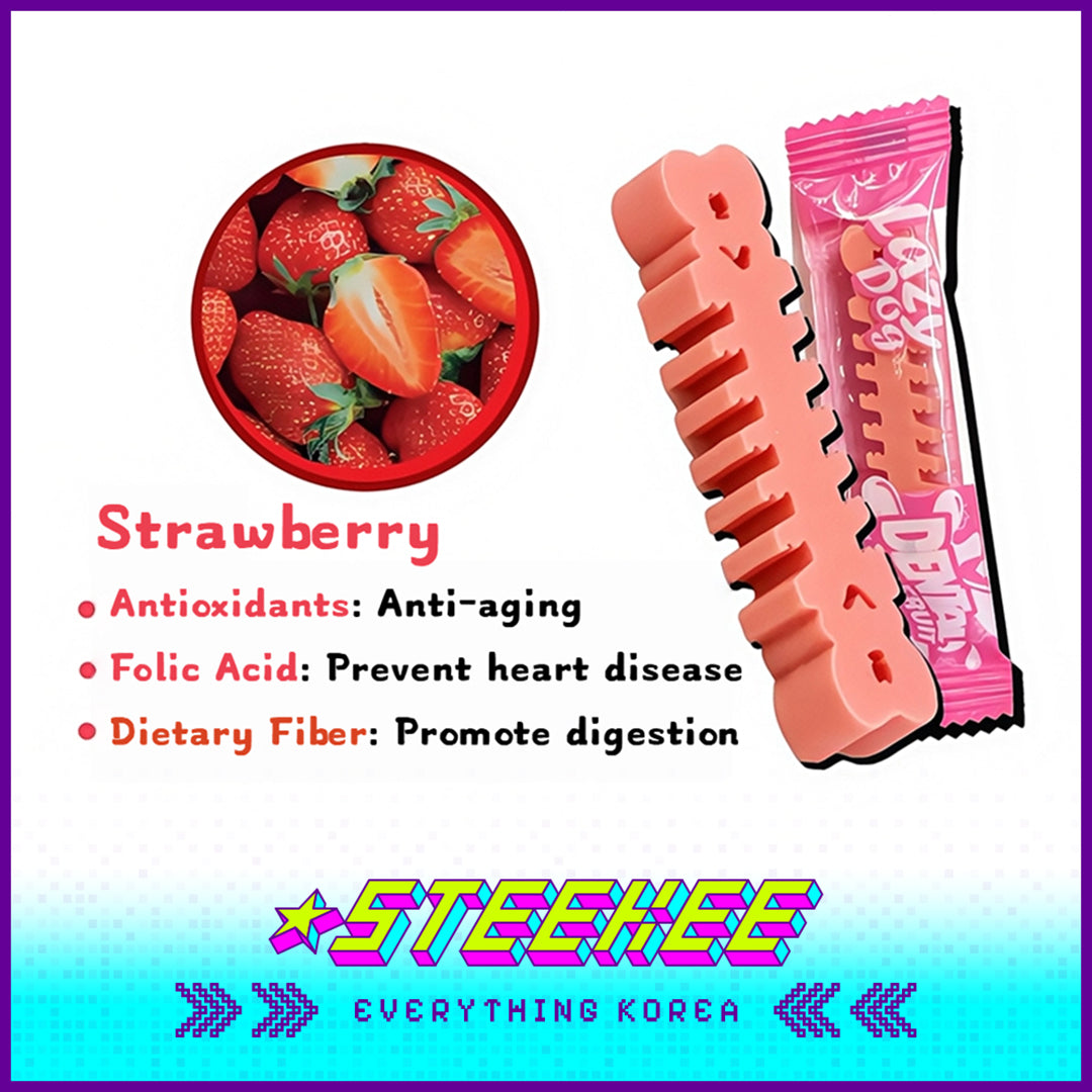 LazyDog Dental Fruit Oral Teeth Cleaning Comfort Fun Chew Stick Pet Snack 210g Set of 30 by Steekee Korea 4243