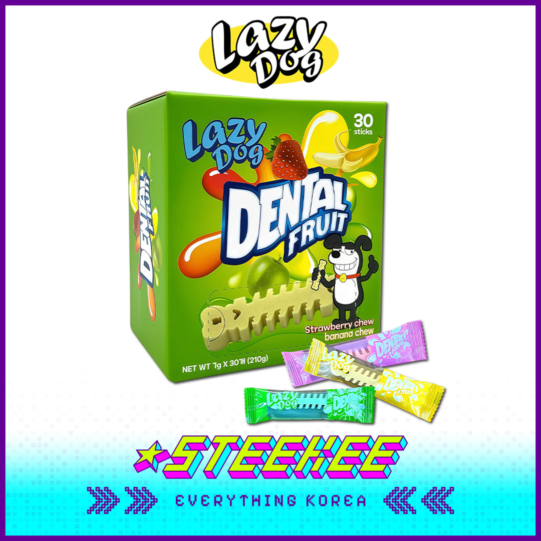LazyDog Dental Fruit Oral Teeth Cleaning Comfort Fun Chew Stick Pet Snack 210g Set of 30 by Steekee Korea 4243