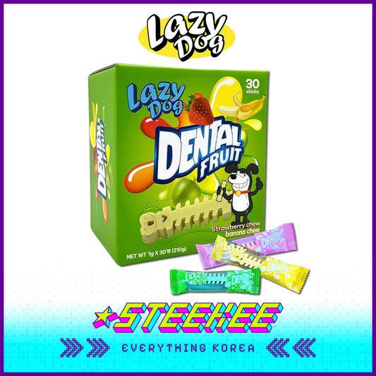 LazyDog Dental Fruit Oral Teeth Cleaning Comfort Fun Chew Stick Pet Snack 210g Set of 30 by Steekee Korea 4243