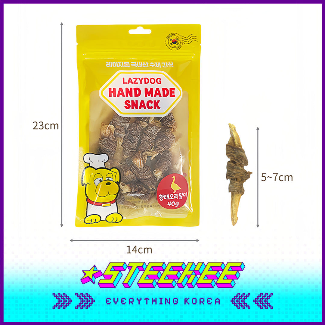 LazyDog手工明太鱼鸡肉鸭肉肉干卷零食3个装闪奇韩国4251