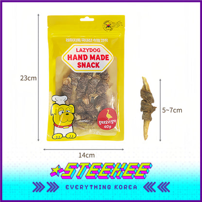 LazyDog手工明太鱼鸡肉鸭肉肉干卷零食3个装闪奇韩国4251