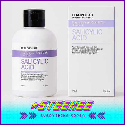 ALIVE:LAB 0.5%水杨酸泡沫清洁控油洗面奶170ml闪奇韩国4272