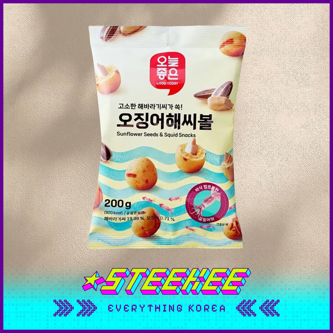 GOOD TODAY Crispy Nut Squid Ball Peanut Flavor Sunflower Seed Flavor 200g by Steekee Korea 4292