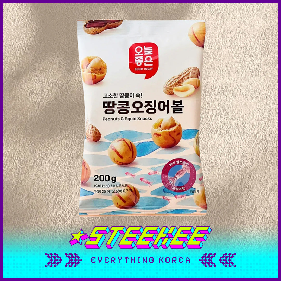 GOOD TODAY Crispy Nut Squid Ball Peanut Flavor Sunflower Seed Flavor 200g by Steekee Korea 4292