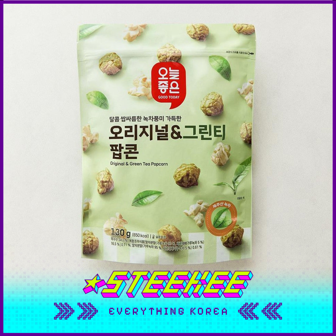 GOOD TODAY Green Tea Flavored Snack Combo Cookie Crispy Roll Popcorn Wafers by Steekee Korea 4296