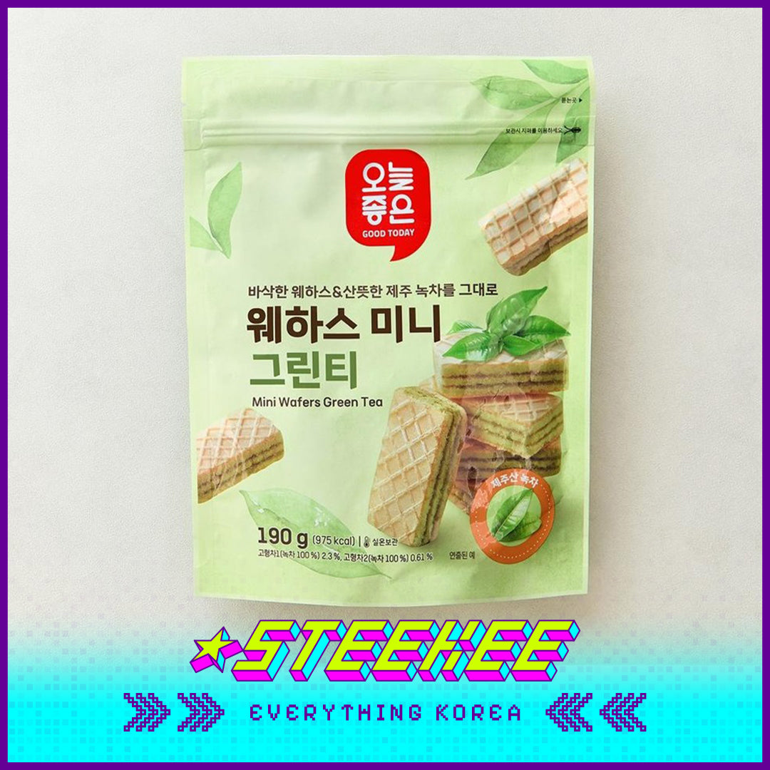 GOOD TODAY Green Tea Flavored Snack Combo Cookie Crispy Roll Popcorn Wafers by Steekee Korea 4296