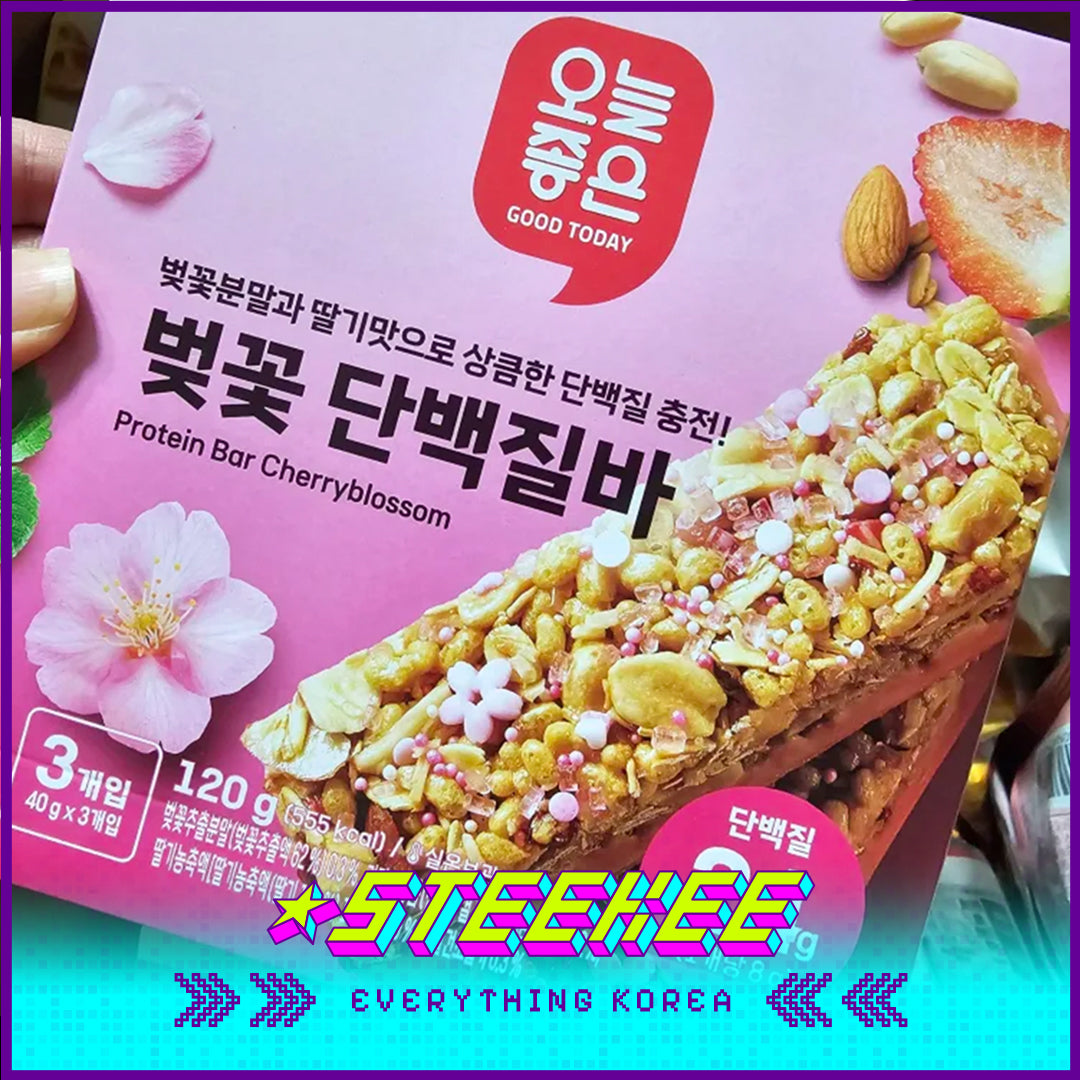 GOOD TODAY Cherry Blossom Flavored Series Protein Bars and Popcorn by Steekee Korea 4300