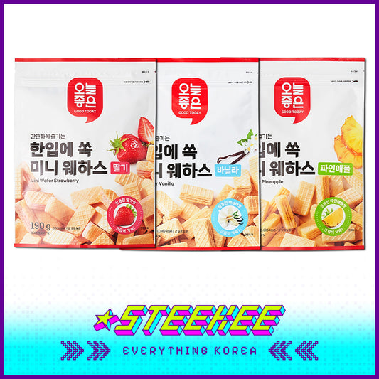 GOOD TODAY Vanilla Strawberry Pineapple Mini Wafer Biscuit Snack 190g by Steekee Korea 4307