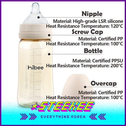Hibee Eight Air Vents PPSU Anti-Colic BPA-free Baby Bottle Large Capacity Spring Daisy 270ml by Steekee Korea 4319
