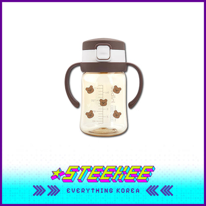Hibee PPSU One-Touch Straw Cup Baby Water Bottle BPA-free Leak-proof Set of 2 by Steekee Korea 4322