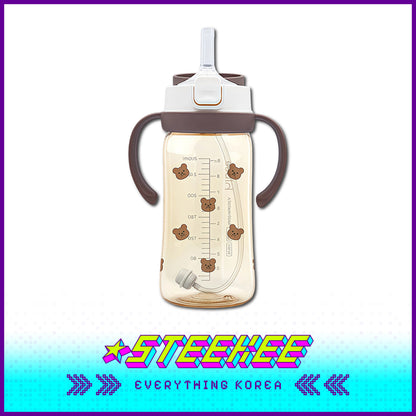 Hibee PPSU One-Touch Straw Cup Baby Water Bottle BPA-free Leak-proof Set of 2 by Steekee Korea 4322